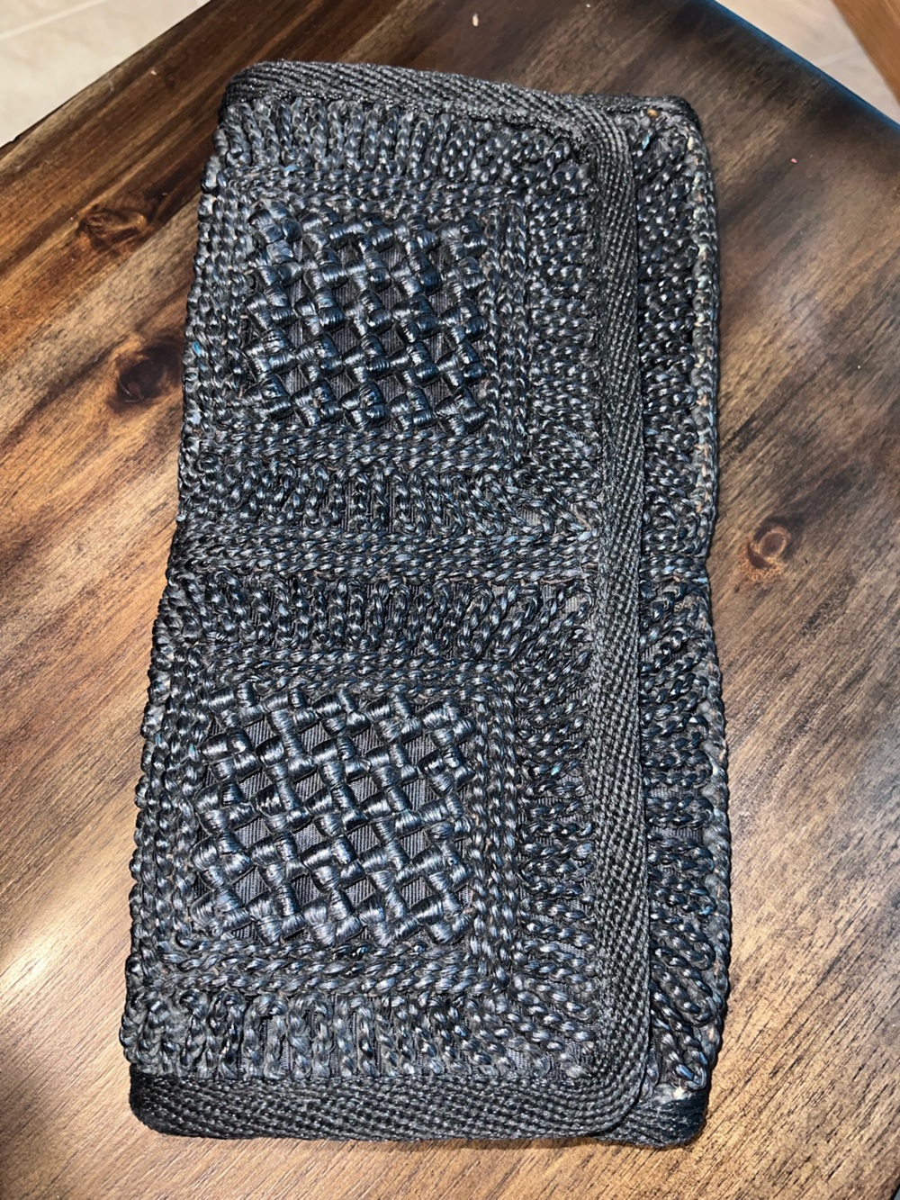 Vintage Maas Brothers Florida Woven Black Clutch Bag Made in Italy Boho - Picture 2 of 14